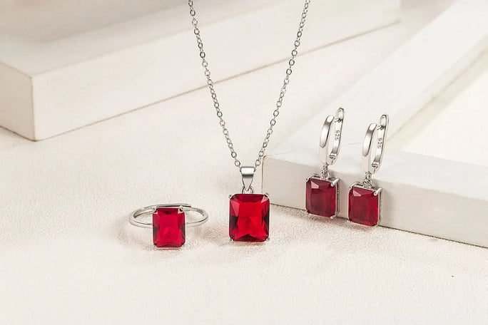 Sets 925 Sterling Silver Rectangle Geometry Zircon