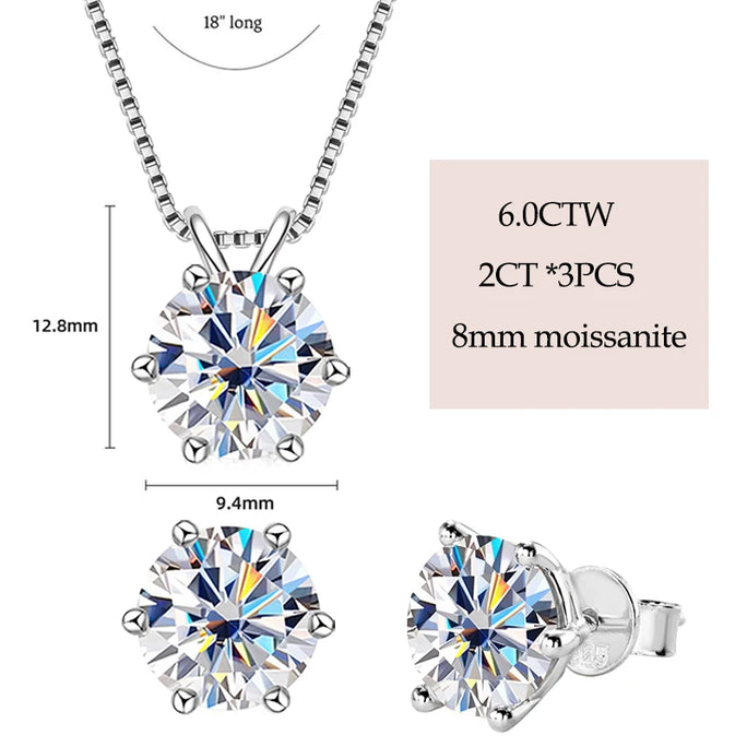 925 Silver Moissanite Jewelry Set
