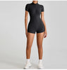 Short Sleeve Zipper Jumpsuit – Comfortable Activewear for Yoga & Fitness