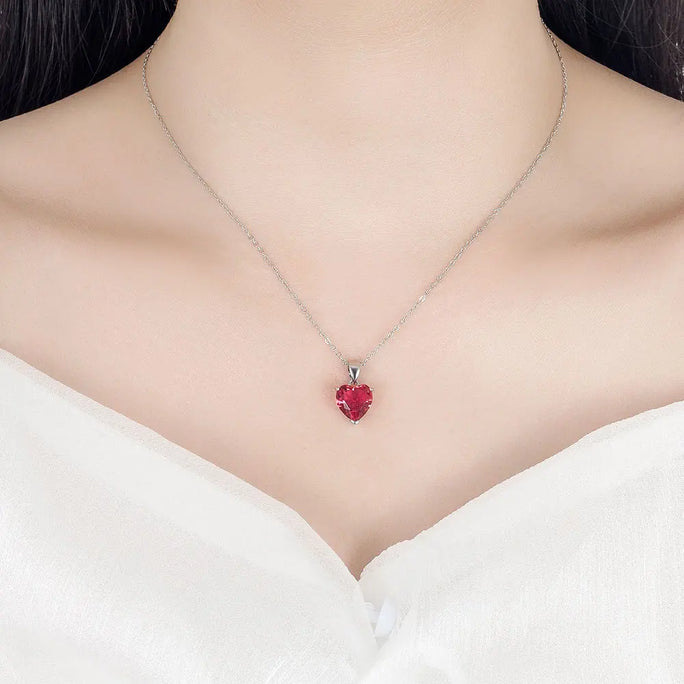 Set 925 Sterling Silver Heart Zircon