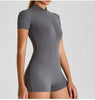 Short Sleeve Zipper Jumpsuit – Comfortable Activewear for Yoga & Fitness