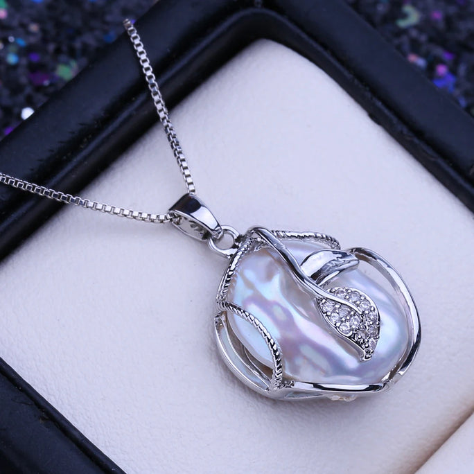 Silver Jewelry Set with Freshwater Baroque Pearls