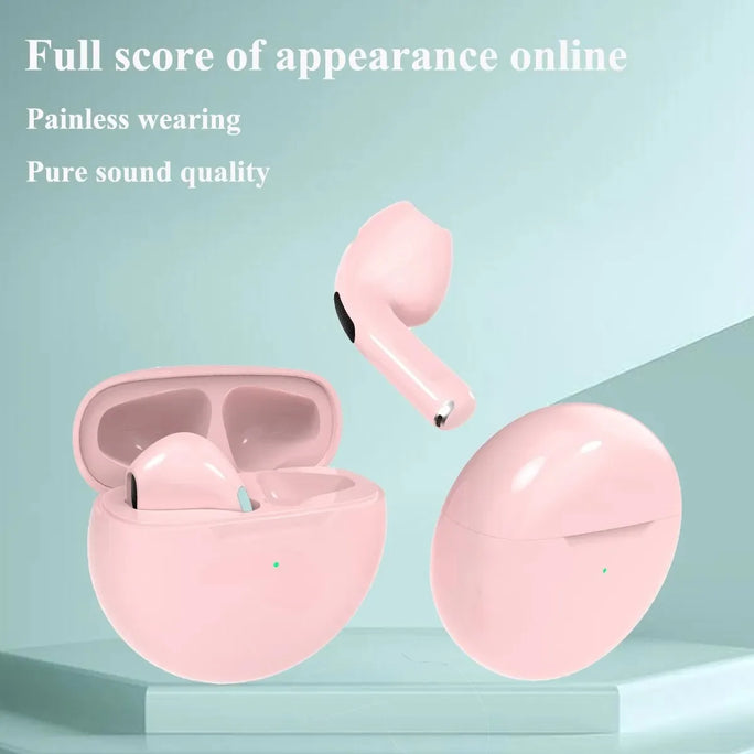 Pro 6 TWS Bluetooth Earbuds - Stereo Sound & Charging Case