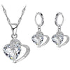 Luxury 925 Sterling Silver Heart Zircon Jewelry Set