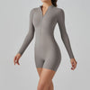 Short Sleeve Zipper Jumpsuit
