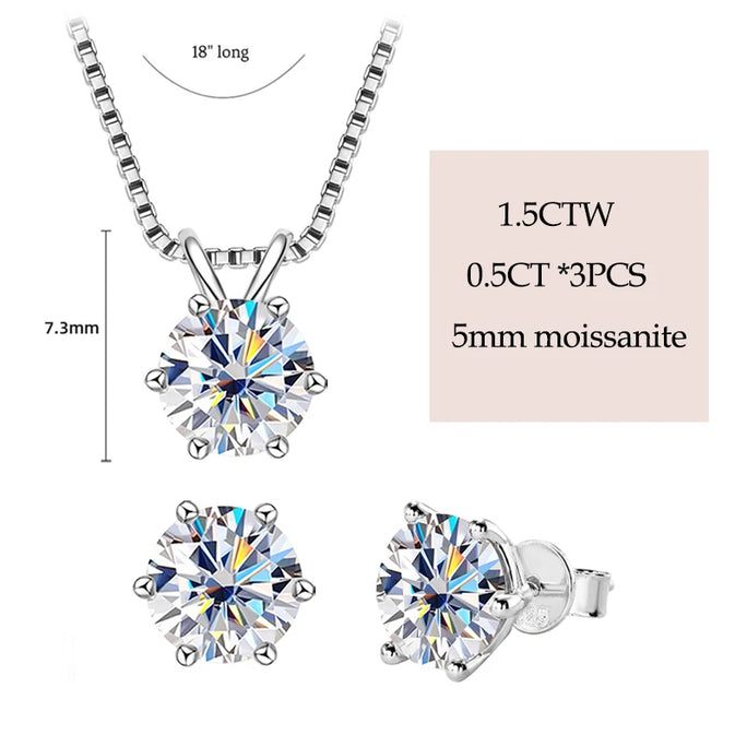 925 Silver Moissanite Jewelry Set
