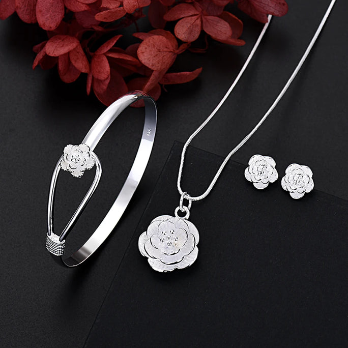 Set Jewelry  925 Silver : Flower