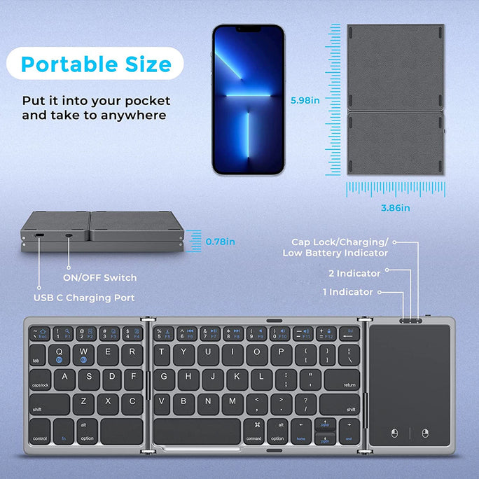Folding Keyboard Wireless with Touchpad