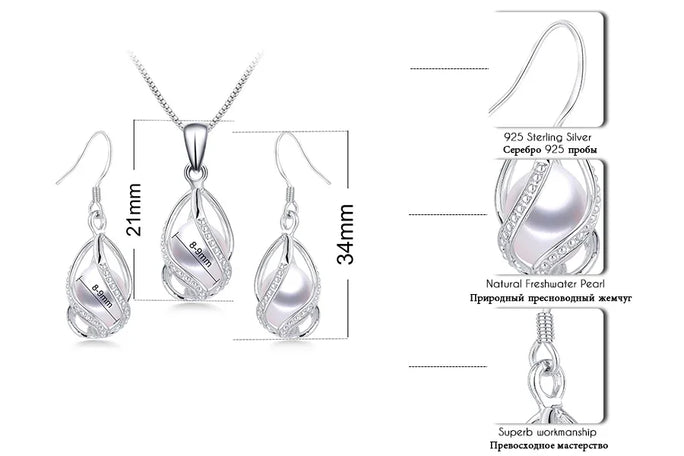 Silver Set, Natural Freshwater Pearl