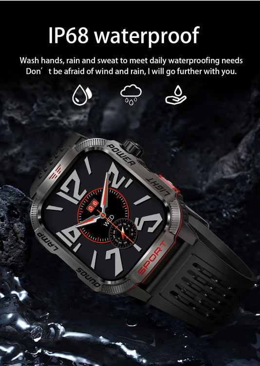 MISIRUN Smart Watch Men LED Flashlight Compass Altitude Air Pressure 100+ Sport Mode Fitness Tracker Outdoor Military Smartwatch